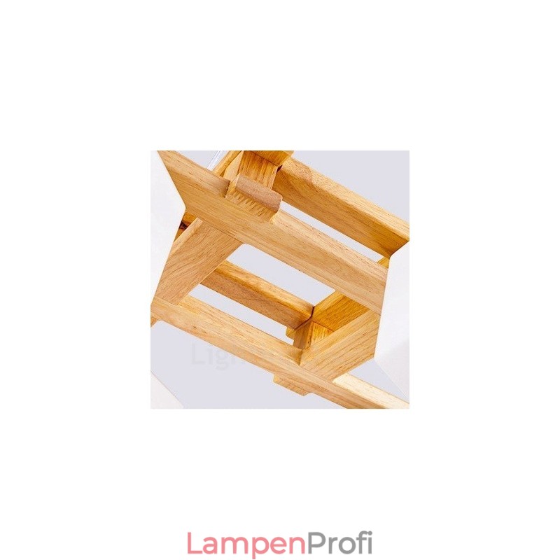 4-flammige Pendelleuchte aus Holz, modern und im nordischen Stil, mit Glasschirm