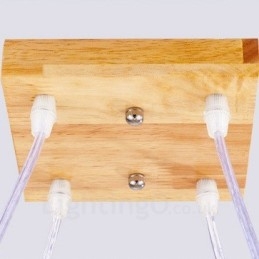 4-flammige Pendelleuchte aus Holz, modern und im nordischen Stil, mit Glasschirm