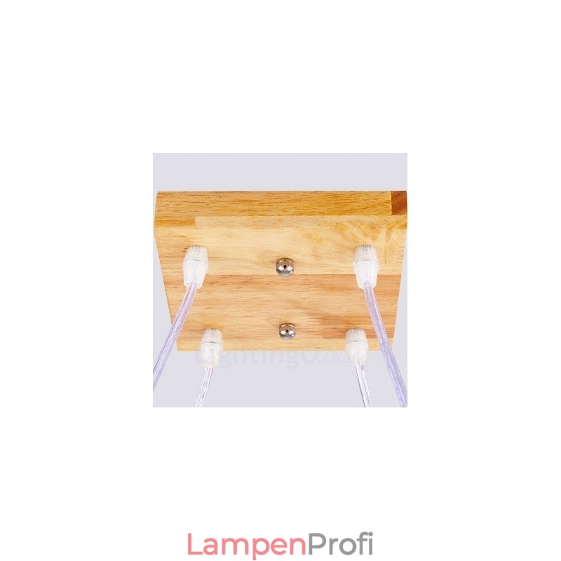 4-flammige Pendelleuchte aus Holz, modern und im nordischen Stil, mit Glasschirm