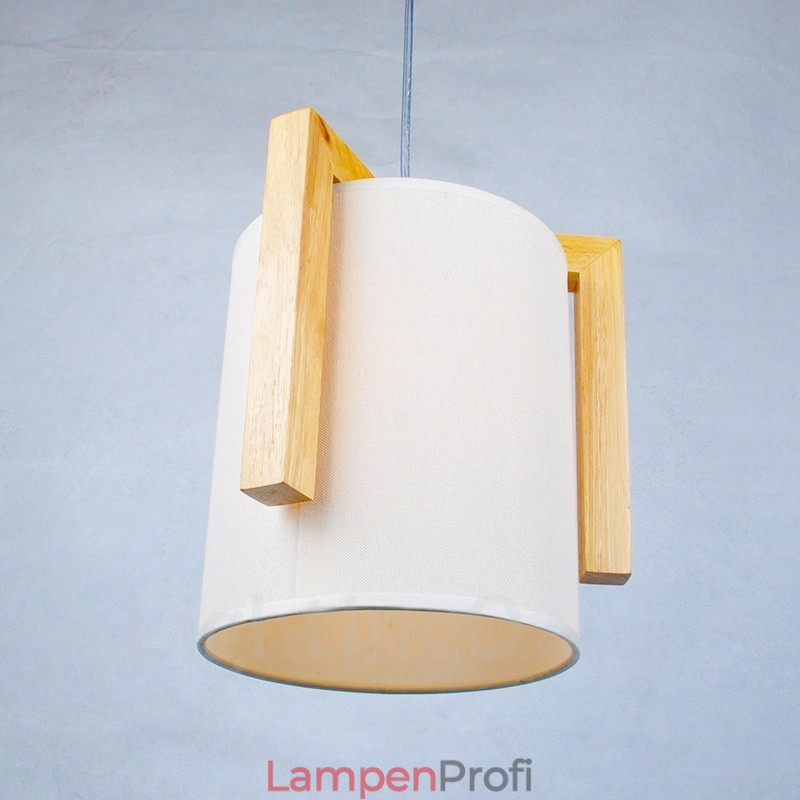 1 Licht Holz Moderne zeitgenössische Pendelleuchte im nordischen Stil mit Stoffschirm