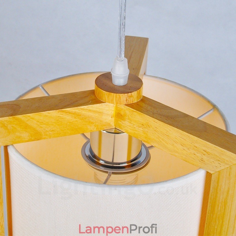 1 Licht Holz Moderne zeitgenössische Pendelleuchte im nordischen Stil mit Stoffschirm