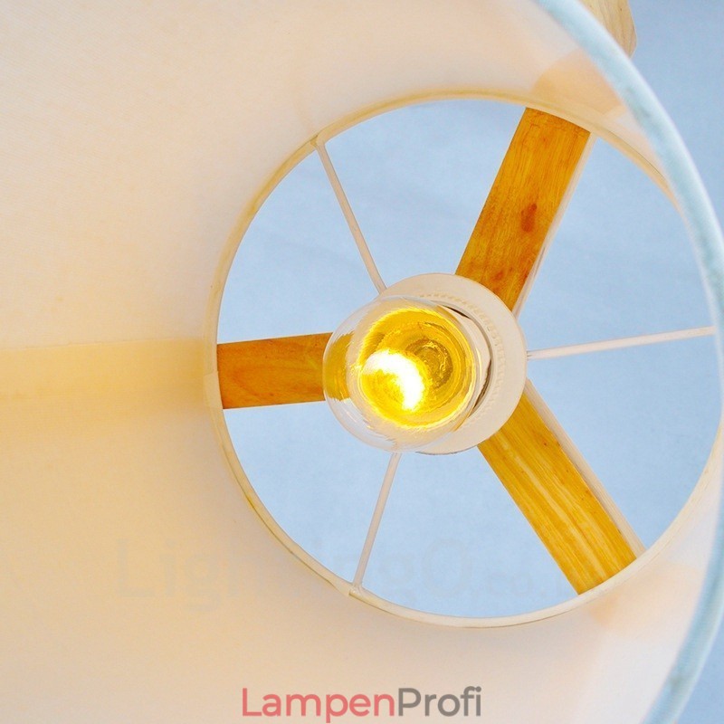 1 Licht Holz Moderne zeitgenössische Pendelleuchte im nordischen Stil mit Stoffschirm