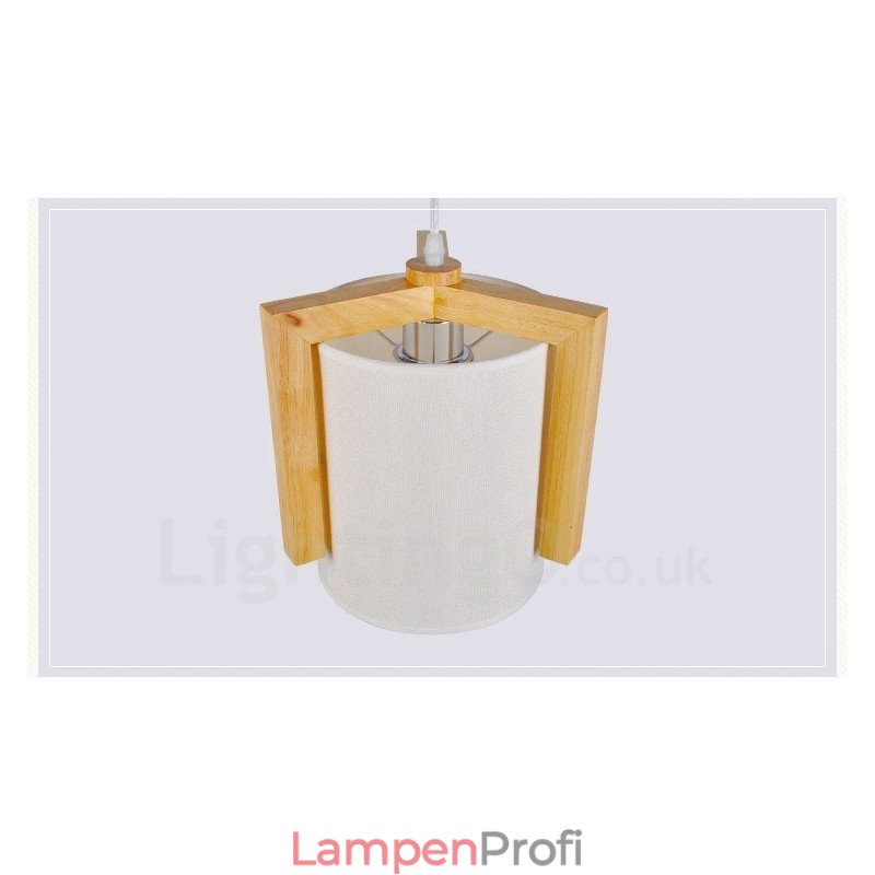 1 Licht Holz Moderne zeitgenössische Pendelleuchte im nordischen Stil mit Stoffschirm