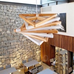 1 Licht Holz Moderne zeitgenössische Pendelleuchte mit Holzschirm