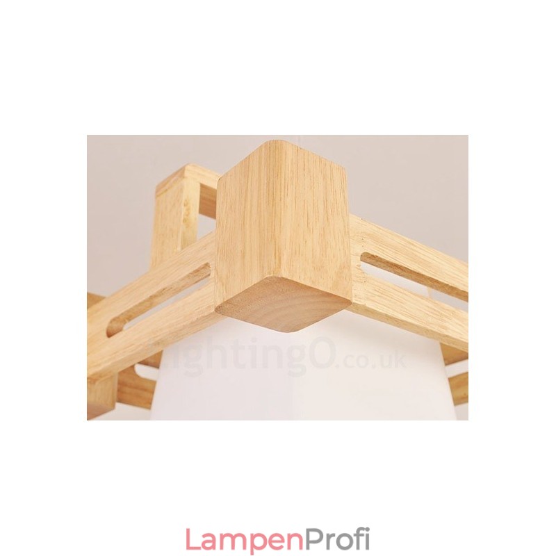1 Licht Holz Moderne zeitgenössische Pendelleuchte im nordischen Stil mit Stoffschirm