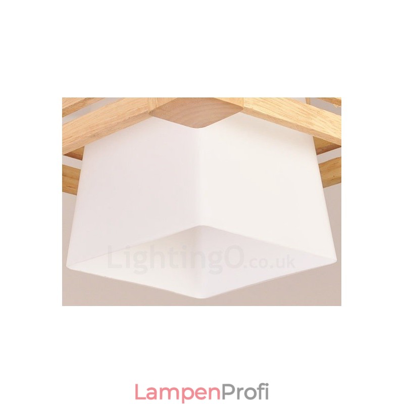 1 Licht Holz Moderne zeitgenössische Pendelleuchte im nordischen Stil mit Stoffschirm