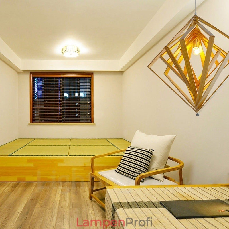 1 Licht Holz Moderne zeitgenössische Pendelleuchte im nordischen Stil mit Holzschirm