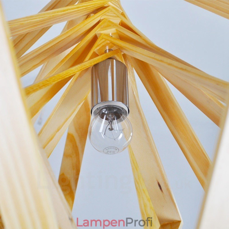 1 Licht Holz Moderne zeitgenössische Pendelleuchte im nordischen Stil mit Holzschirm