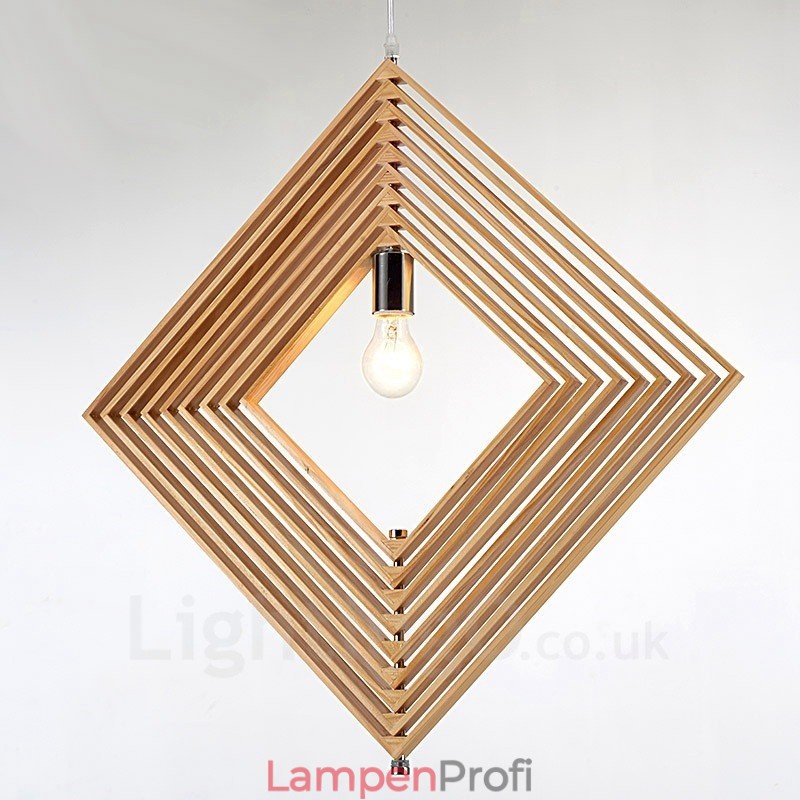 1 Licht Holz Moderne zeitgenössische Pendelleuchte im nordischen Stil mit Holzschirm