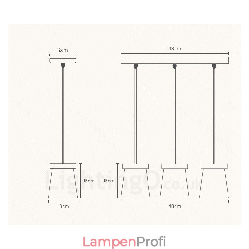 3-flammige Pendelleuchte aus Holz im modernen, zeitgenössischen nordischen Stil mit Eisenschirm