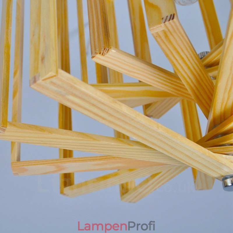 1 Licht Holz Moderne zeitgenössische Pendelleuchte im nordischen Stil mit Holzschirm