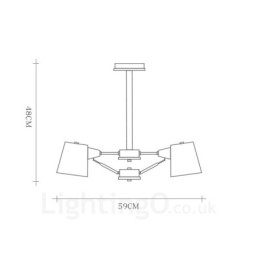 4-flammige Pendelleuchte aus Holz im modernen, zeitgenössischen nordischen Stil mit Eisenschirm