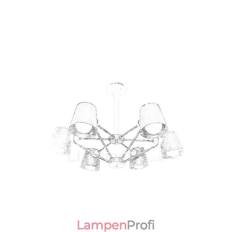 6-flammige Pendelleuchte aus Holz im modernen, zeitgenössischen nordischen Stil mit Eisenschirm
