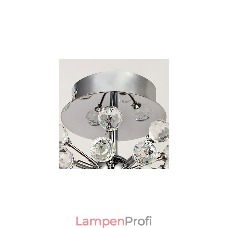 Moderne zeitgenössische Kristall Mini Stil Chrom Metall Kronleuchter Unterputz