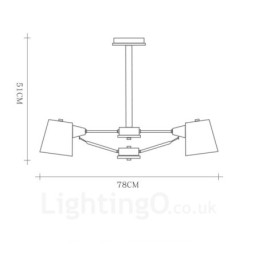 6-flammige Pendelleuchte aus Holz im modernen, zeitgenössischen nordischen Stil mit Eisenschirm