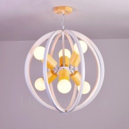 6-flammige Pendelleuchte aus Eisen im Retro-Vintage-Stil mit Eisenschirm