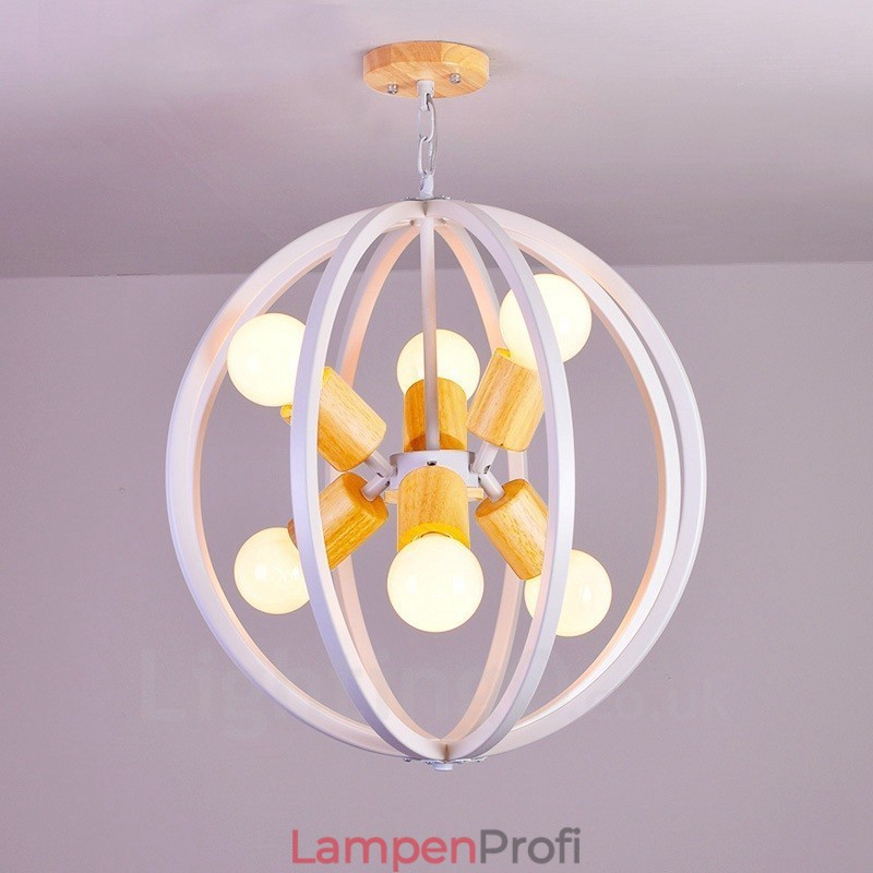 6-flammige Pendelleuchte aus Eisen im Retro-Vintage-Stil mit Eisenschirm
