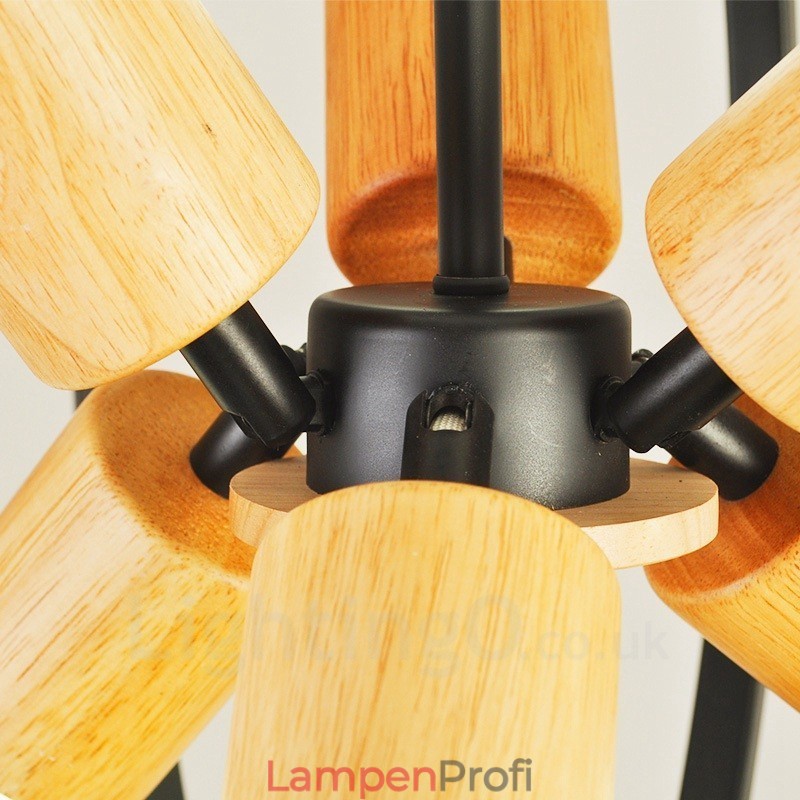 6-flammige Pendelleuchte aus Eisen im Retro-Vintage-Stil mit Eisenschirm