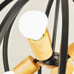 6-flammige Pendelleuchte aus Eisen im Retro-Vintage-Stil mit Eisenschirm