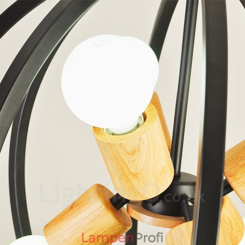 6-flammige Pendelleuchte aus Eisen im Retro-Vintage-Stil mit Eisenschirm