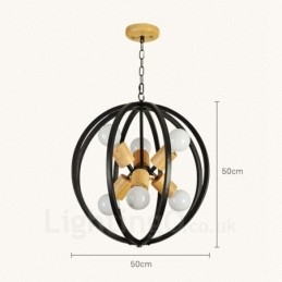 6-flammige Pendelleuchte aus Eisen im Retro-Vintage-Stil mit Eisenschirm