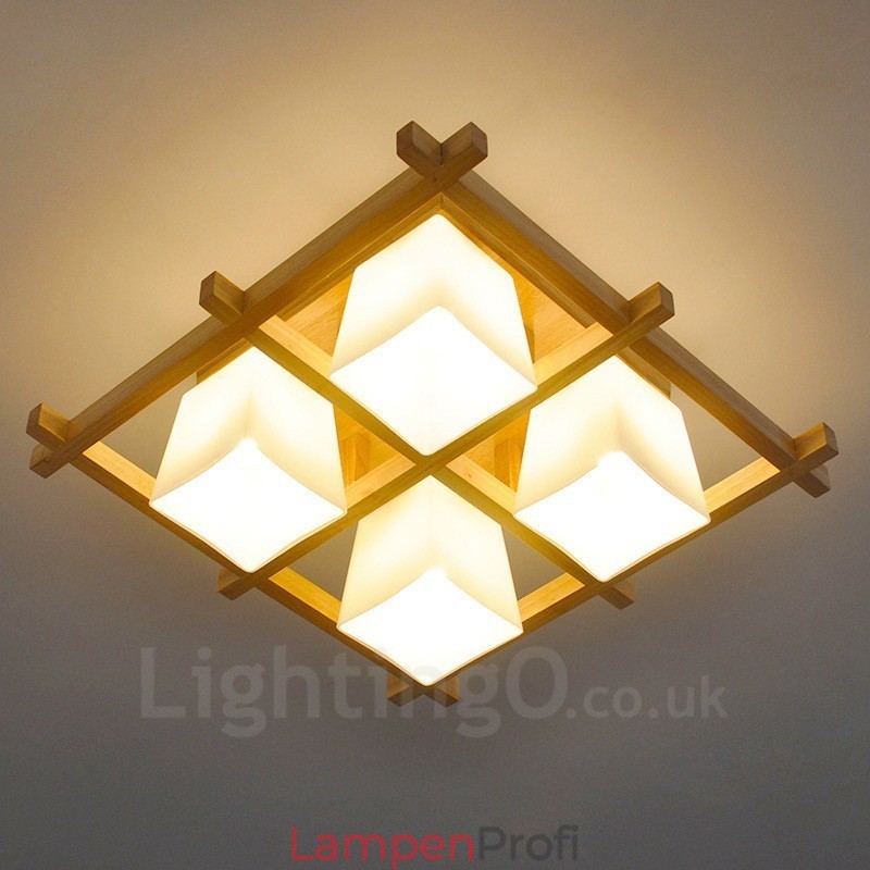 Moderne Deckenleuchten mit 4 Lichtern und Glasschirm