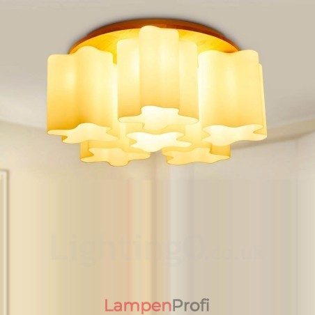 Moderne Deckenleuchten mit 6 Lichtern und Glasschirm Moderne Deckenleuchten mit 6 Lichtern und Glasschirm