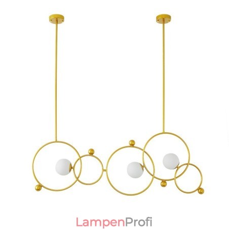 3-flammige moderne Deckenleuchten, Kupfer-Kronleuchter mit weißem Kugelglasschirm 3-flammige moderne Deckenleuchten, Kupfer-Kronleuchter mit weißem Kugelglasschirm