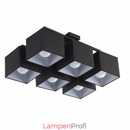 Moderne, zeitgenössische Deckenleuchten in Schwarz mit 6 Lichtern und Stoffschirm Moderne, zeitgenössische Deckenleuchten in Schwarz mit 6 Lichtern und Stoffschirm
