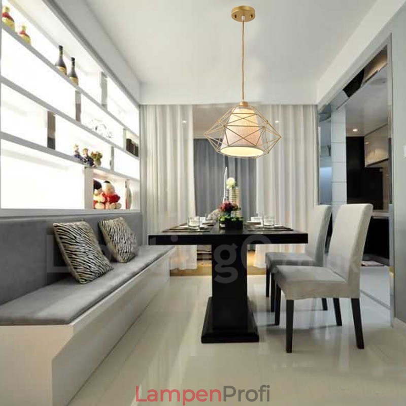 1-flammige Retro-Pendelleuchte im Vintage-Stil aus schwarzem Eisen mit Stoffschirmen