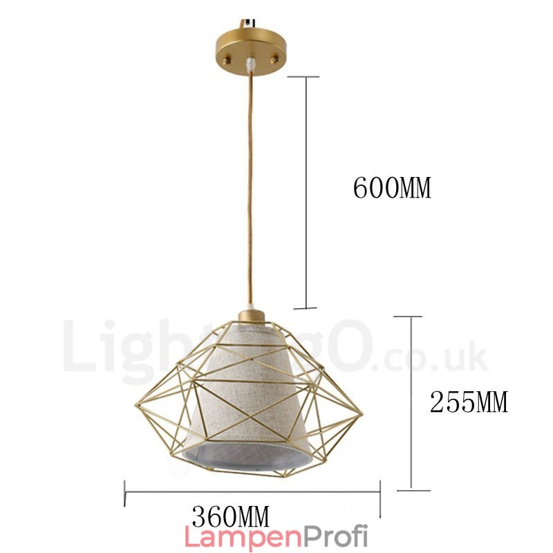1-flammige Retro-Pendelleuchte im Vintage-Stil aus schwarzem Eisen mit Stoffschirmen