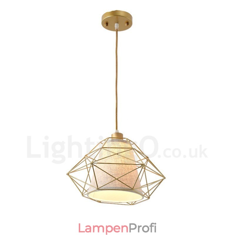 1-flammige Retro-Pendelleuchte im Vintage-Stil aus schwarzem Eisen mit Stoffschirmen