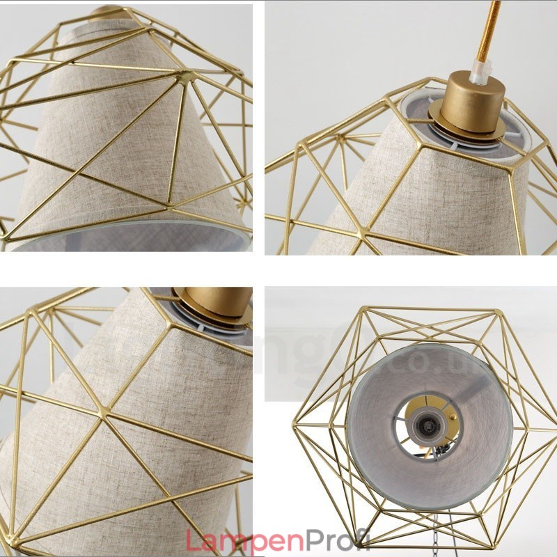 1-flammige Retro-Pendelleuchte im Vintage-Stil aus schwarzem Eisen mit Stoffschirmen