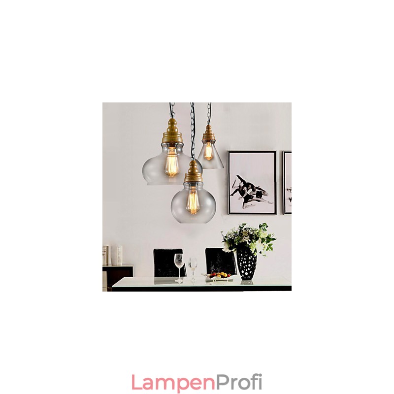 3-flammige moderne Pendelleuchte im zeitgenössischen Mini-Stil aus Metall
