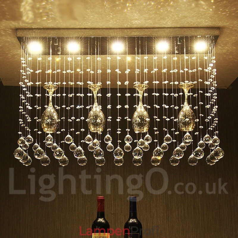 5 Lichter Moderne Kristall Deckenpendelleuchte Innen Kronleuchter Beleuchtung Lampen Leuchte