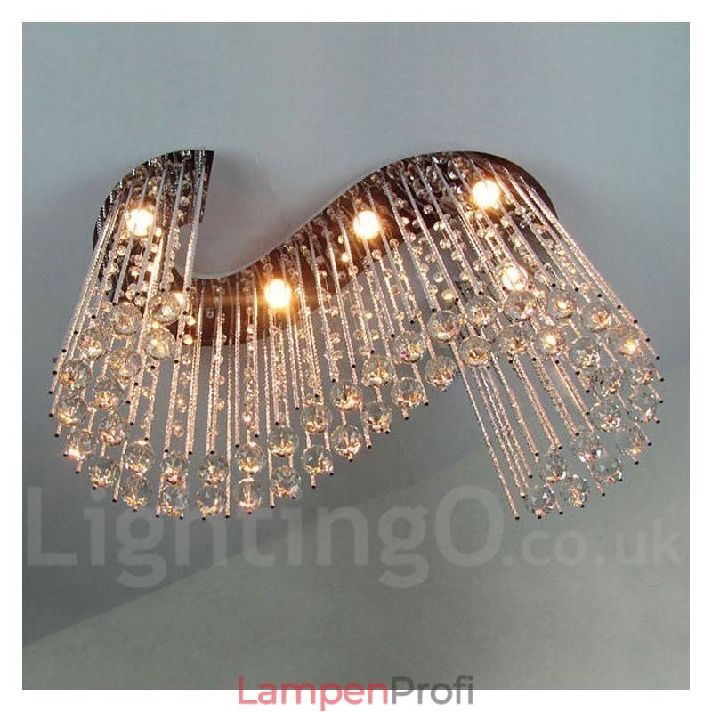 6 Lichter Moderne Kristall Deckenpendelleuchte Innen Kronleuchter Beleuchtung Lampen Leuchten