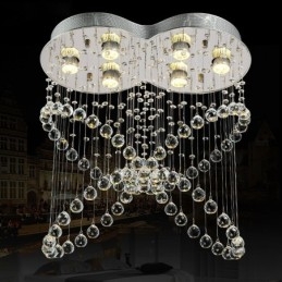 6 Lichter Moderne Kristall Deckenpendelleuchte Innen Kronleuchter Beleuchtung Lampen Leuchten