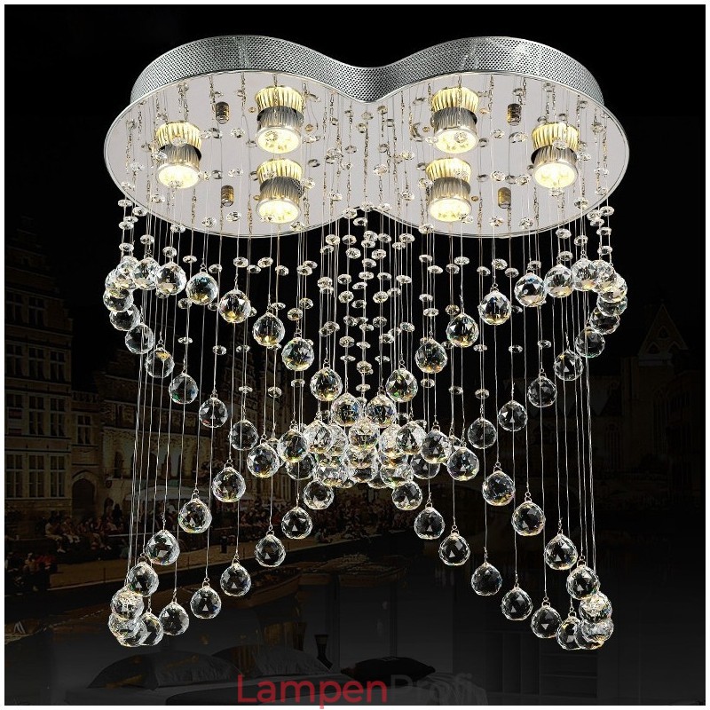 6 Lichter Moderne Kristall Deckenpendelleuchte Innen Kronleuchter Beleuchtung Lampen Leuchten