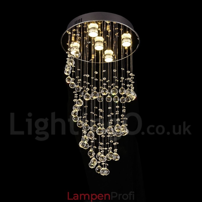 5 Lichter Moderne Kristall Deckenpendelleuchte Innen Kronleuchter Beleuchtung Lampen Leuchten