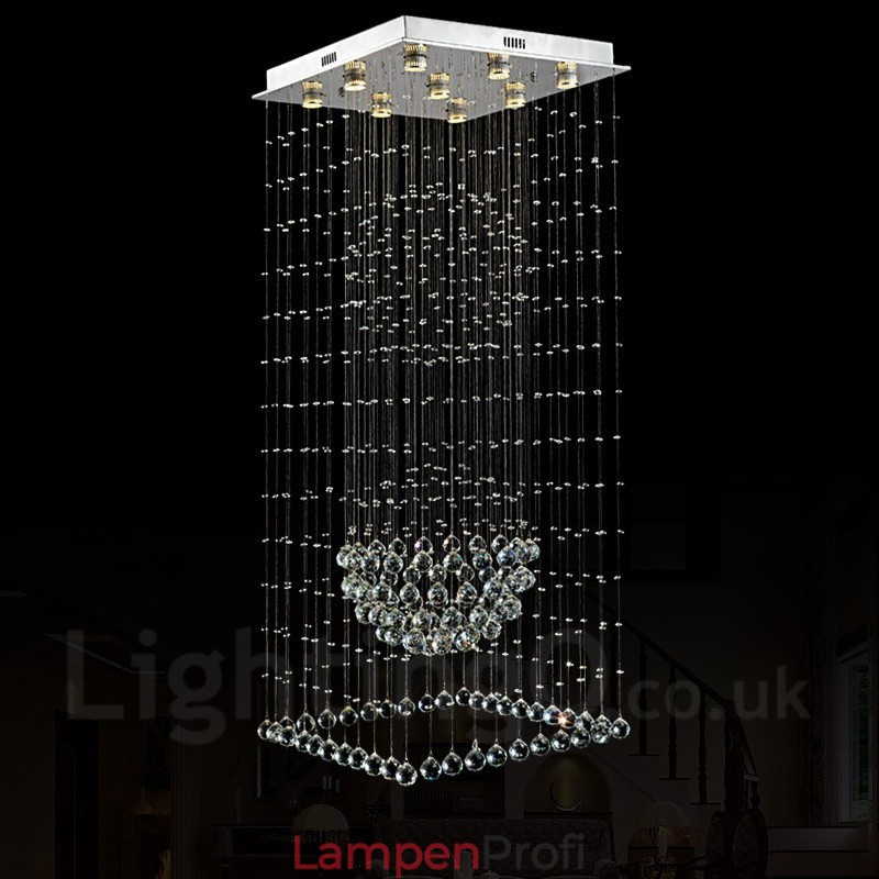 9 Lichter Moderne Kristall Deckenpendelleuchte Innen Kronleuchter Beleuchtung Lampen Leuchten