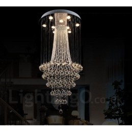 9 Lichter Moderne Kristall Deckenpendelleuchte Innen Kronleuchter Beleuchtung Lampen Leuchten