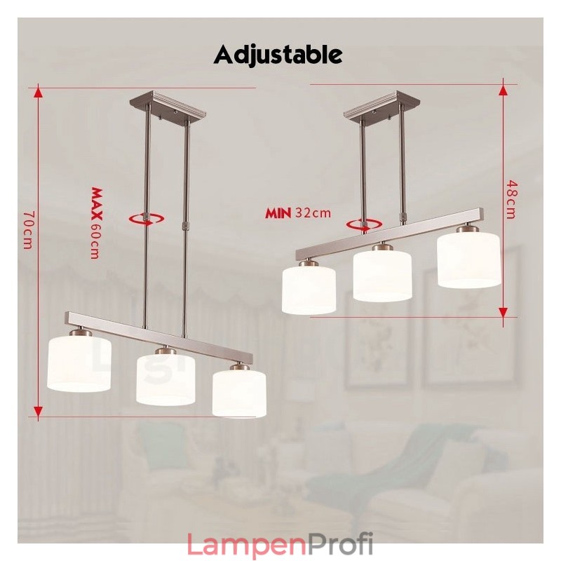3 Lichter Moderne Chrom Pendelleuchte Indoor Kronleuchter Home Hängende Beleuchtung Lampen Leuchten mit Glasschirmen