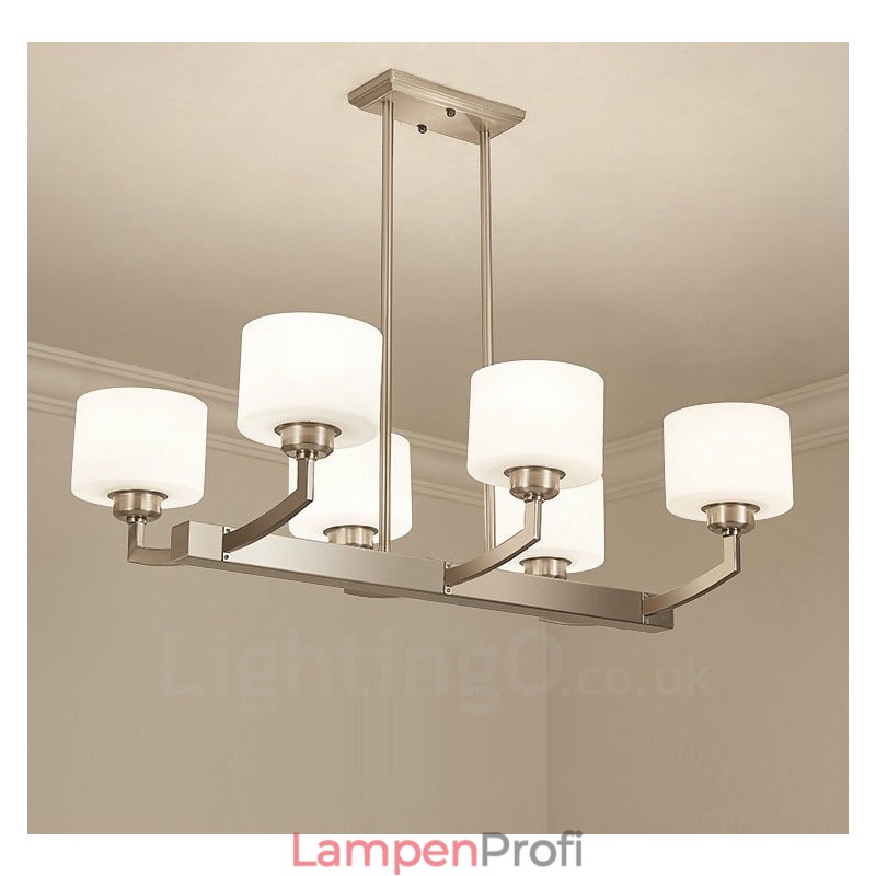 6 Lichter Moderne Chrom Pendelleuchte Indoor Kronleuchter Home Hängende Beleuchtung Lampen Leuchten mit Glasschirmen