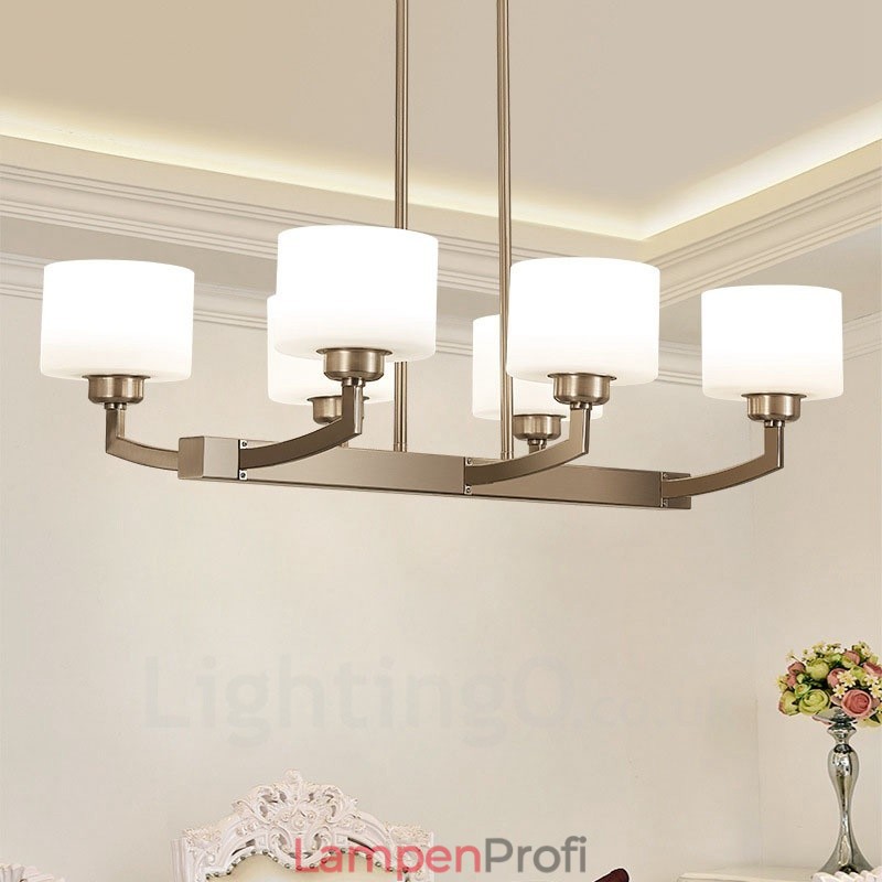 6 Lichter Moderne Chrom Pendelleuchte Indoor Kronleuchter Home Hängende Beleuchtung Lampen Leuchten mit Glasschirmen
