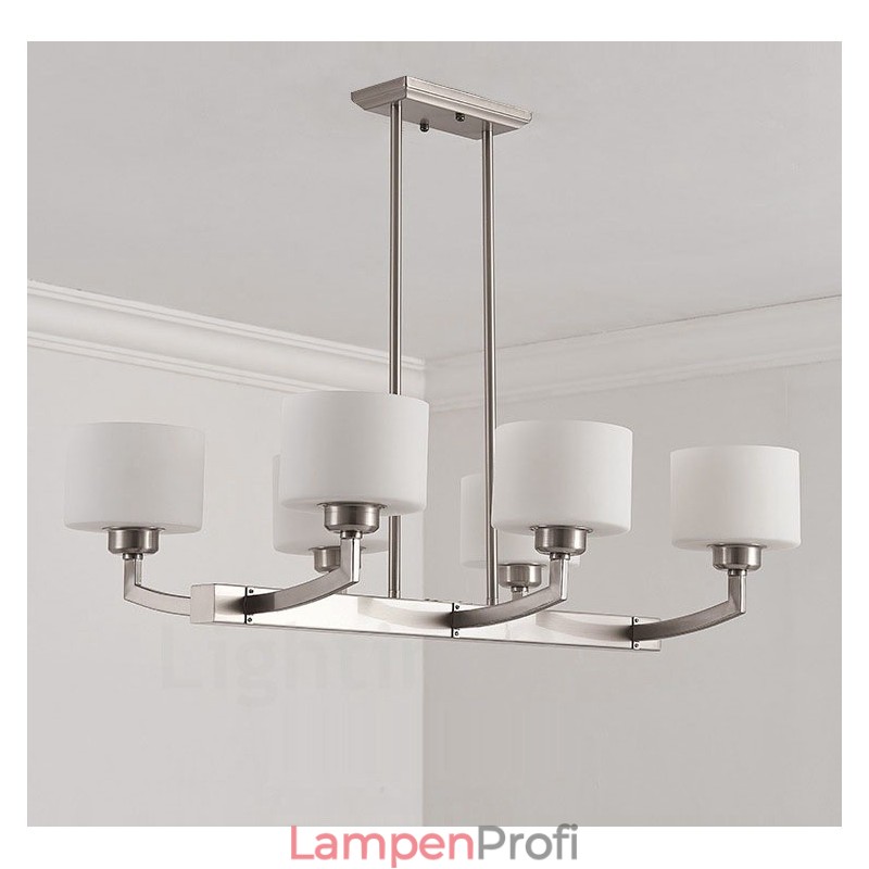 6 Lichter Moderne Chrom Pendelleuchte Indoor Kronleuchter Home Hängende Beleuchtung Lampen Leuchten mit Glasschirmen
