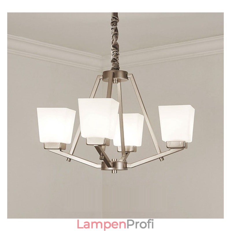 4 Lichter Chrom Pendelleuchte Indoor Modern Kronleuchter Home Hängende Beleuchtung Lampen Leuchten mit Glasschirmen