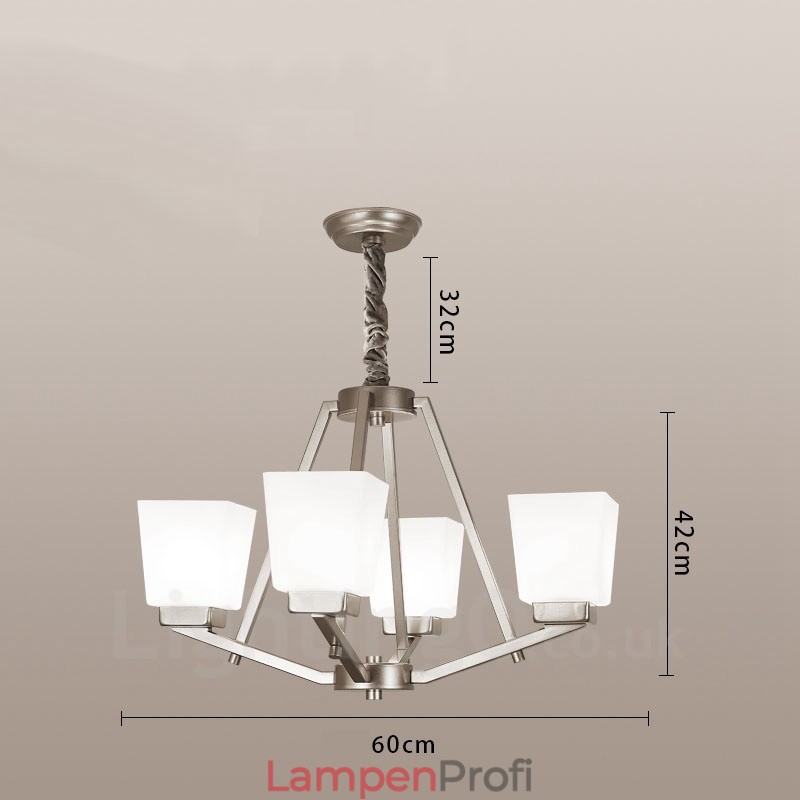 4 Lichter Chrom Pendelleuchte Indoor Modern Kronleuchter Home Hängende Beleuchtung Lampen Leuchten mit Glasschirmen