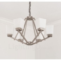 6 Lichter Chrom Pendelleuchte Indoor Modern Kronleuchter Home Hängende Beleuchtung Lampen Leuchten mit Glasschirmen