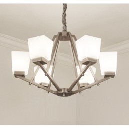 6 Lichter Chrom Pendelleuchte Indoor Modern Kronleuchter Home Hängende Beleuchtung Lampen Leuchten mit Glasschirmen