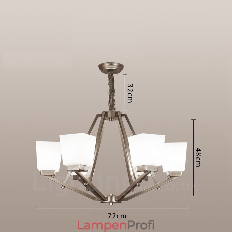6 Lichter Chrom Pendelleuchte Indoor Modern Kronleuchter Home Hängende Beleuchtung Lampen Leuchten mit Glasschirmen